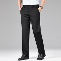 直筒西裤男士休闲裤百搭弹力时尚新款桑蚕丝春夏黑色藏青棉小脚裤