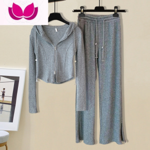 七斓慵懒风运动炸街套装女2022秋季新款连帽长袖上衣休闲裤时尚套