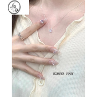 JiMi韩风ins时尚小众高级感透蓝水滴月光石项链925银银气质百搭锁骨链