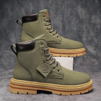 秋冬年马丁靴男款高帮工装靴英伦风增高厚底皮革防水男士短靴