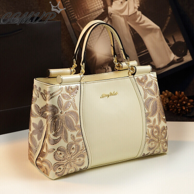 CCMVP漆皮女士包包真皮女包中年妈妈包百搭手提包斜挎大包