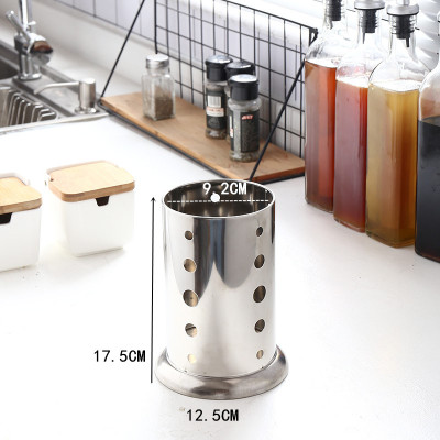 不锈钢筷子筒有盖餐厅快笼子防尘筷子筒饭店插筷子筒带盖筷笼 敬平 圆孔底部多孔沥水