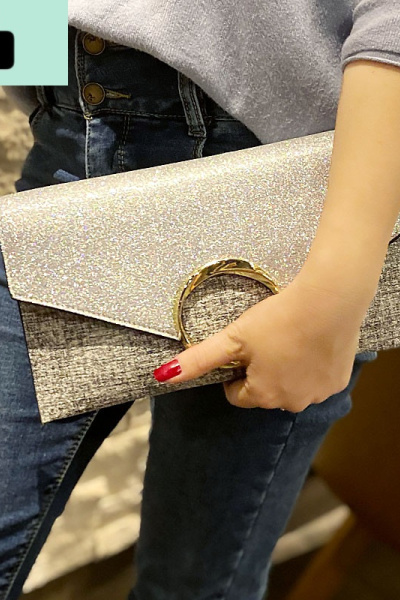 圆环装饰闪粉手拿包时尚单肩斜跨小包个性潮流晚宴年会礼服女包NEW LAKE女斜挎包