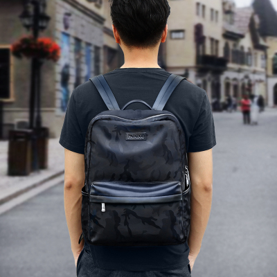 双肩背包潮流旅行双肩包潮牌电脑包男旅行包男书包时尚潮流男士帆布双肩包男士背包SJ170967H黑色