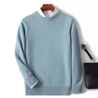 男士加厚羊毛衫圆领长袖商务休闲毛衣简约宽松百搭针织外穿打底衫