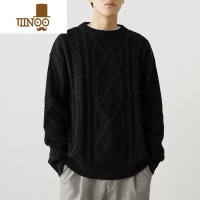 YANXU粗针麻花加厚毛衣男士2023潮流宽松针织衫慵懒风毛衫圆领百搭