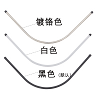 304不锈钢浴帘杆免打孔弧形一体杆浴室转角LU形浴帘杆套装伸缩杆 三维工匠 套装一体L杆:黑100*110+浴帘浴杆