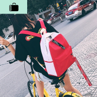 书包女学生韩版校园原宿ulzzang个性背包撞色潮流百搭帆布双肩包NEW LAKE