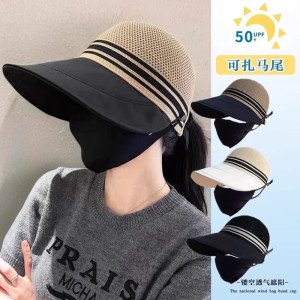 2026春季新款速干镂空渔夫帽子防晒空顶遮脸渔夫帽遮阳帽宽檐帽檐