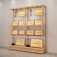 易企采 金色带灯荣誉展示架30*200*200CM无玻璃门 奖牌展示架证书奖杯奖状展示柜 单位:组 货期:10天