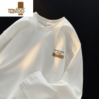 YANXU白色长袖t恤男秋季美式400g衣服款宽松潮牌圆领卫衣