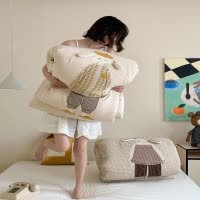 南瓜先生全棉双层纱玉米纤维春秋冬被可机洗贴布刺绣卡通幼儿园被