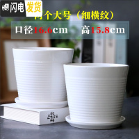 三维工匠花盆陶瓷大号中号简约家用绿萝吊兰多肉绿植白色花盆 1764两个大号细横纹 大花盆容器