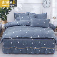 棉斜纹磨毛床裙四件套公主风防滑床裙式荷叶边床裙款小清新 三维工匠