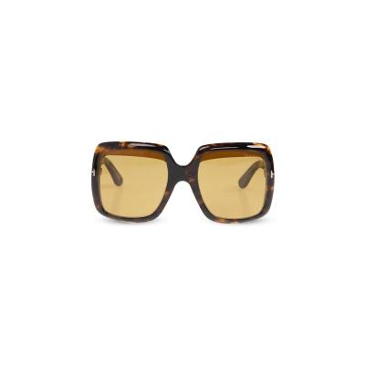 汤姆福特(Tom Ford)大框方形设计醋酸酯板材女士太阳镜经典复古棕 棕色