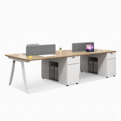 易企采 四人位240*120CM办公桌组合财务电脑桌钢架办公室卡座简约现代职员工位桌