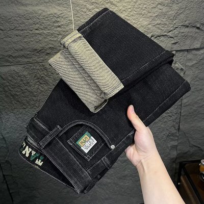 男士牛仔裤男新款秋季修身小直筒裤刺绣水洗韩版牛仔裤