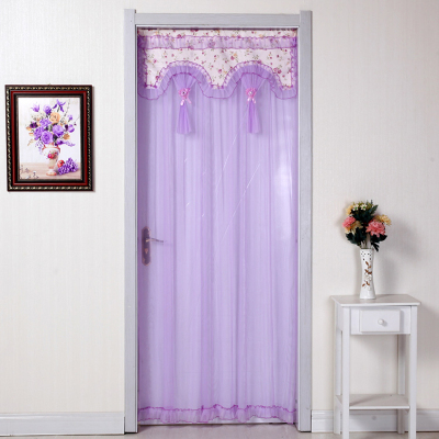 门帘布艺防蚊纱门帘卧室蕾丝家用加密简易隔断帘子客厅夏季装饰