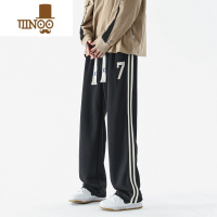 YANXU美式休闲裤子男生夏季薄款潮流黑色直筒卫裤新款宽松阔腿运动长裤