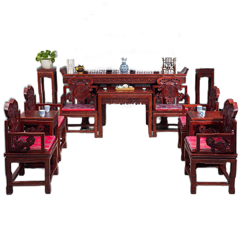 戴劲 复古中堂十二件套家用客厅八仙桌财神供桌条案翘头桌农村堂屋
