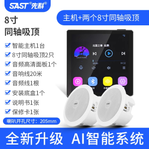 先科(SAST)智能AI吸顶音响天花吊顶家庭影院音乐标配(内置精灵)智能语音主机+2个8英寸同轴重低音吸顶音响