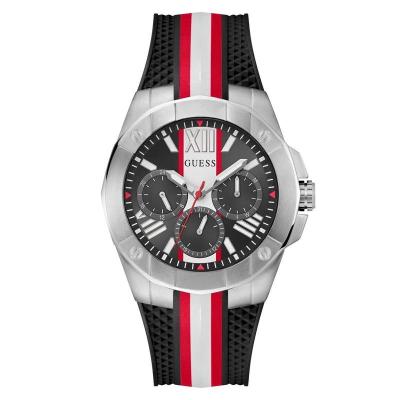 GUESS男表石英指针黑盘白圈时尚简约商务腕表