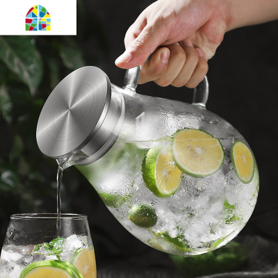 冷水壶玻璃可高温凉水杯大容量家用加厚耐热防爆茶壶水瓶扎壶套装 FENGHOU 1.5升单壶加厚款+4个杯子凉水壶