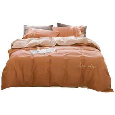 美帮汇磨毛全棉四件套北欧风格简约冬用全棉加厚床单床笠款男 三件套