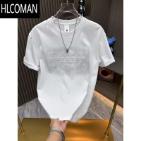 HLCOMAN2025潮牌短袖T恤男士夏季新款圆领宽松百搭半袖打底衫时尚上衣潮