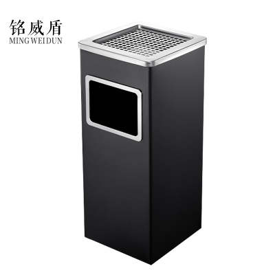 铭威盾不锈钢圆形大号商用垃圾桶立式烟灰桶电梯口高档户外方型黑色烤漆