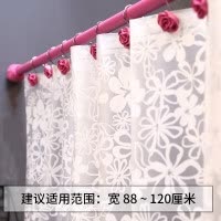 免打孔浴帘套装伸缩杆浴室挂帘隔断帘防水卫生间白色花蔓 三维工匠