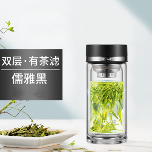 苏泊尔(SUPOR)玻璃杯双层男女士高档透明便携水杯220ml办公室过滤家用泡茶杯子