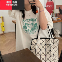 YIBUSHENG复古墨绿色t恤女大码胖MM正肩上衣小个子遮肉季半袖ins韩版