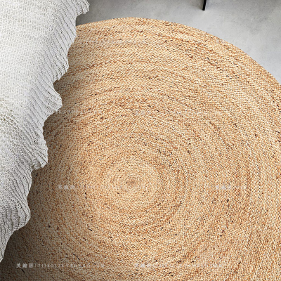 家柏饰(CORATED)印度手工编织非亚麻剑麻餐厅客厅茶几 稻人麻圆形地毯