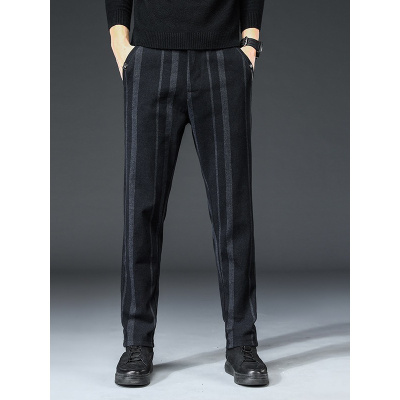 新塘男装男士休闲长裤条纹修身直筒裤男款弹力时尚潮流商务男裤子