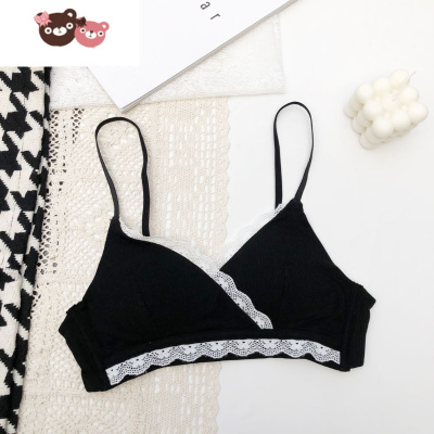 绿彩虹光少女舒适薄款显小内衣无钢圈莫代尔学生法式三角杯文胸套装