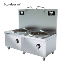 烹巅(Poondear)商用电磁平头炉学校食堂酒店单位矮汤炉电磁双头 PDC-P420II-E112 24kw