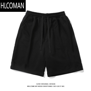 HLCOMAN美式休闲运动五分短裤男女夏季ins潮牌高街vibe宽松纯色百搭裤子