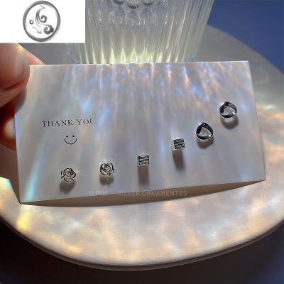 JiMi[套装]S925银银耳钉小巧养耳洞一周耳饰潮2022新款小众设计耳环