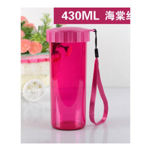 家柏饰(CORATED)水杯塑料杯子男女运动水瓶创意便携带盖手提绳子简约学生防漏定制