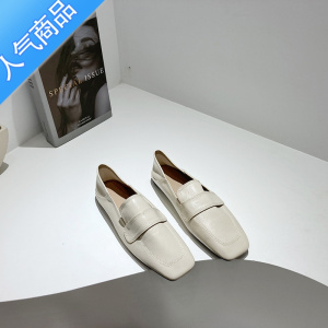 SUNTEK豆豆鞋女2022年新款简约平底休闲单鞋一脚蹬乐福鞋小皮鞋鞋子