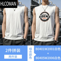 HLCOMAN背心男士无袖t恤夏季潮流潮牌运动健身宽松男生坎肩衣服短袖T
