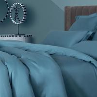 美帮汇全棉全棉床上四件套100支长绒棉套件床单冰岛爵士蓝