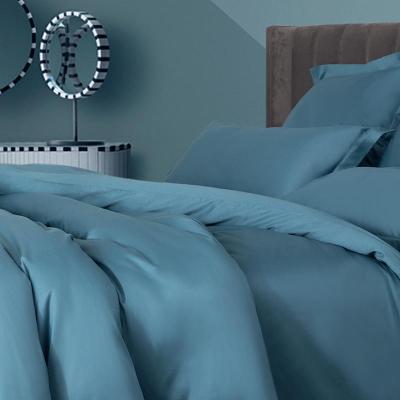 美帮汇全棉全棉床上四件套100支长绒棉套件床单冰岛爵士蓝