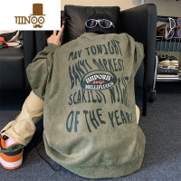 YANXU美式复古绒卫衣男款秋季设计感小众ins潮牌印花大码休闲外套