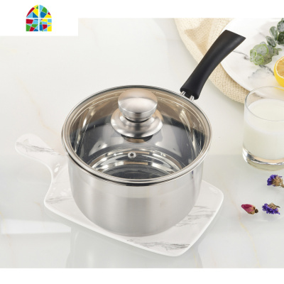 304不锈钢奶锅加厚热奶锅不粘锅辅食婴儿牛奶小锅汤锅电磁炉用 FENGHOU 18CM凹珠头奶锅薄款()