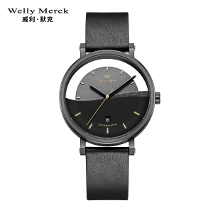 welly merck 威利默克手表男石英表敦煌超薄学生防水个性男士时尚潮流男表WM02M