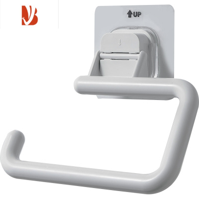 三维工匠卫生间卷纸架浴室壁挂式纸巾架免打孔厕纸盒厨房用纸抹布收纳挂架 无痕贴款(无盖)