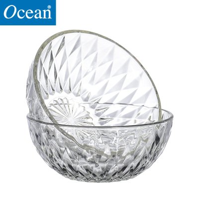 Ocean进口无铅玻璃碗钻石花纹沙拉碗水果碗打蛋大碗8寸2只