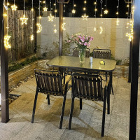 苏宁 金菲罗格 办公家具 露天户外休闲桌椅组合 4+1[玻璃长桌80x130]